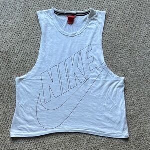 Nike Gray Crop Muscle Tee with Cut Out Design